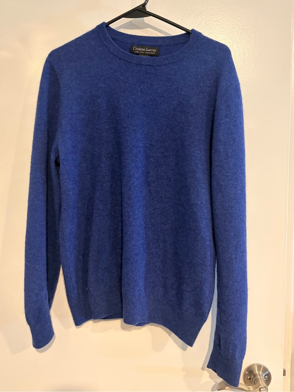 Christian Lacroix double ply cashmere Cobalt Blue Crewneck Sweater, ultra soft